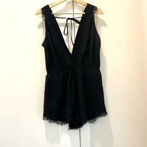 Illa Illa Black Deep V Romper - size small